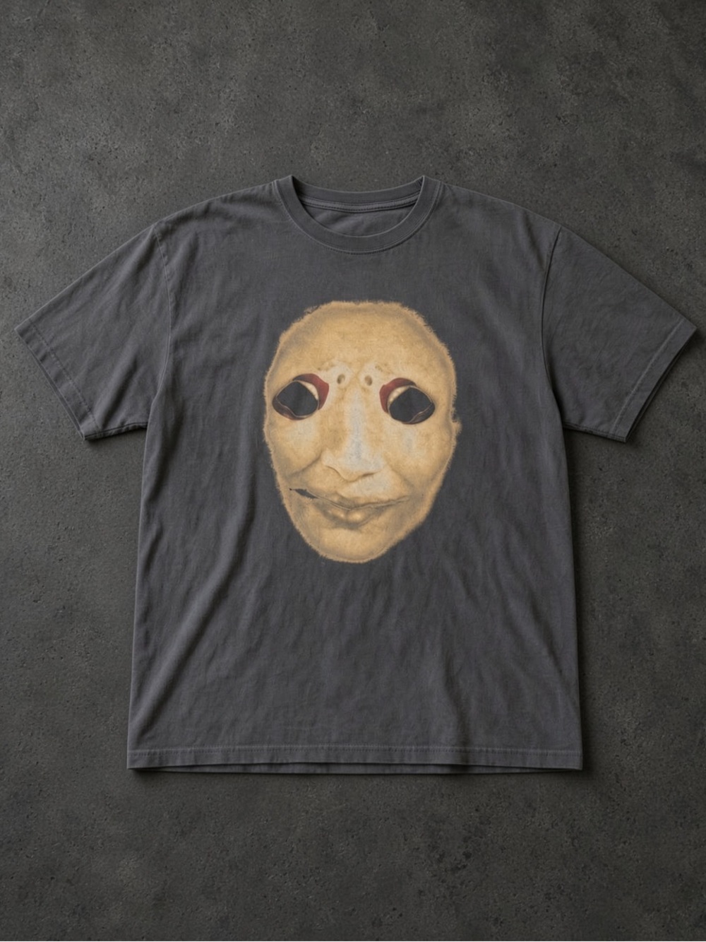 Gildan Black Tee with Large Yellow Face Graphic